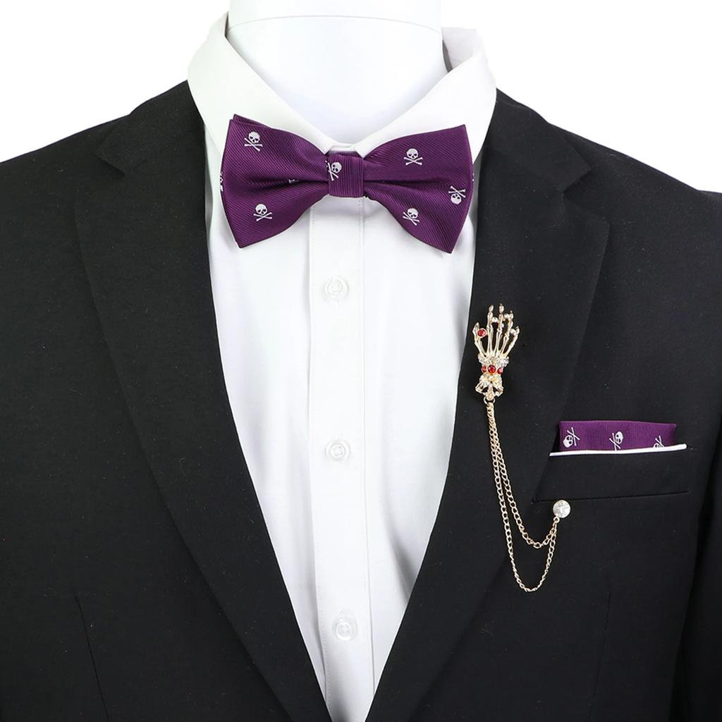 Набір краваток-метеликів, візерунок із зображенням черепа-дракона, чоловіки, платок із метеликами, брошка з китицями, весілля, вечірка на Хелловін,