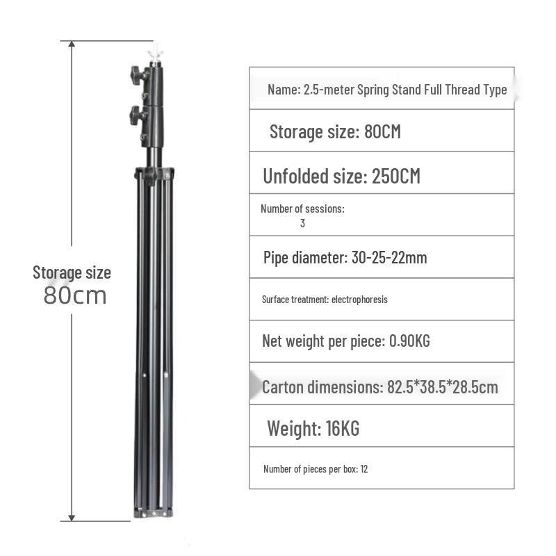 2.8m Heavy-Duty Tripod Flash Stand with Green Screen & Built-in Spring for Photography & Stage Lighting