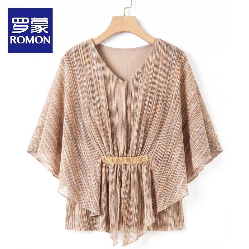 ROMON Women s Summer Plus Size Batwing Blouse 2XL