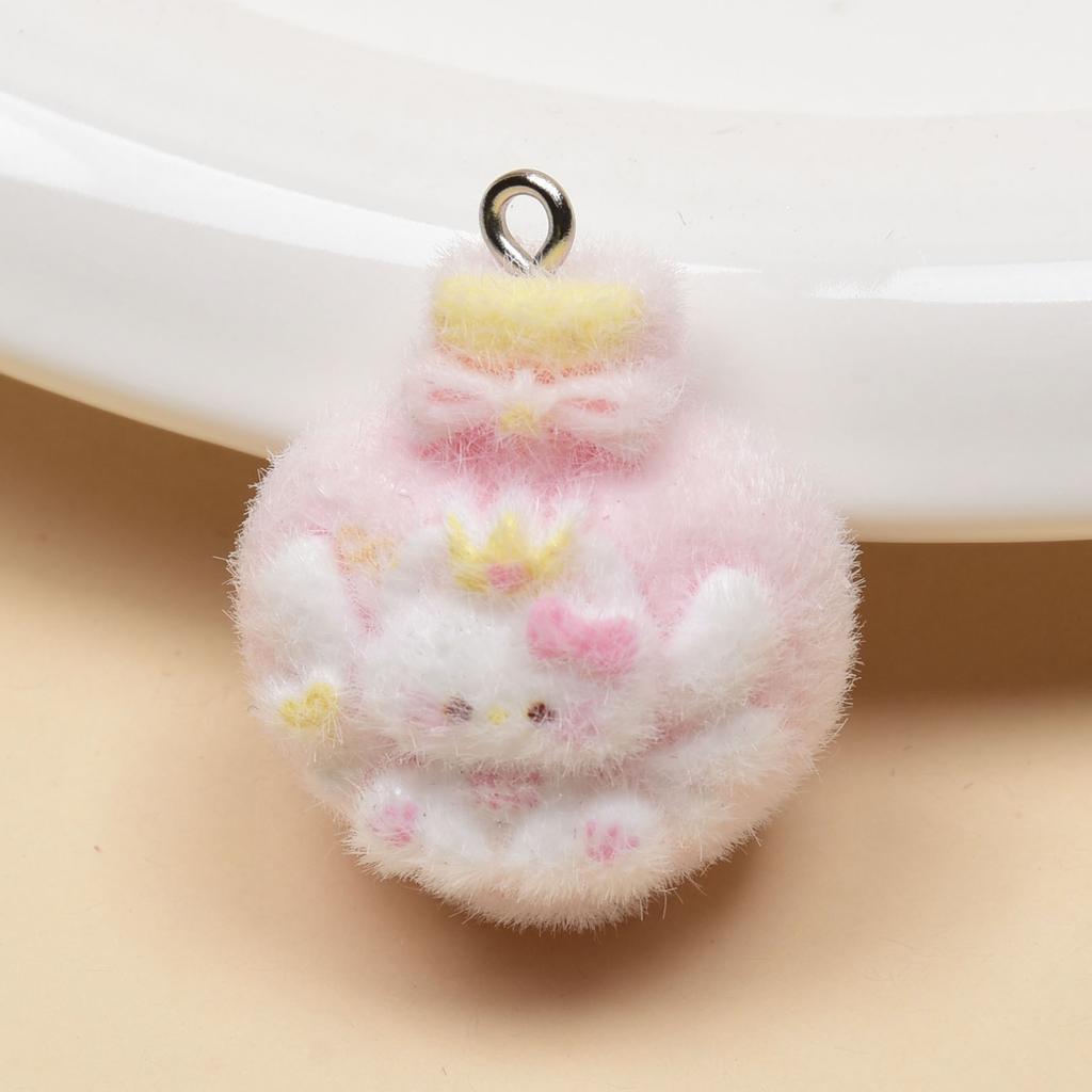 Resin Flocking Cute Three-dimensional Cat Keychain Pendant Car Key Chain Pendant Bag Pendant