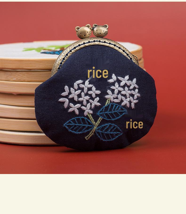 Lu Embroidery Floral Coin Purse DIY Kit: 3D Beginner's Handmade European Design
