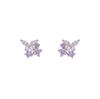 Lavendel Schmetterling Ohrringe: 14 Karat Gold und S925 Sterlingsilber, exquisites leichtes Luxus-Nischendesign.