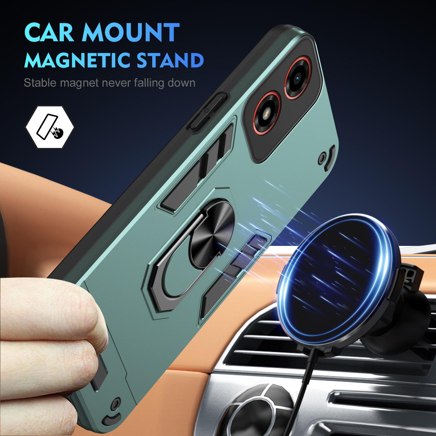 

For Motorola Moto G24 4G/G04 4G Slim Case Kickstand Car Mount Phone Case Green
