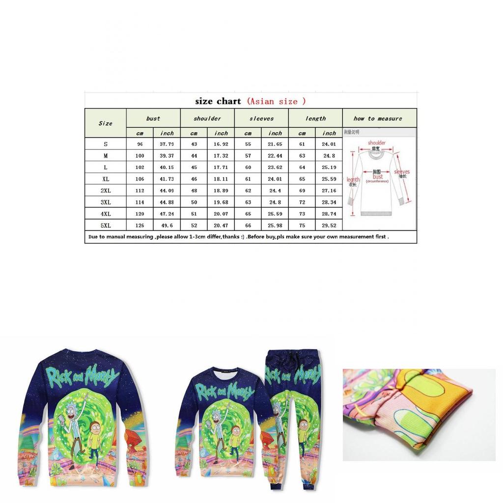 Fun New Rick And Morty Cartoon Galaxy 3d Sweater Hoodie Pants Outfit Tracksuit