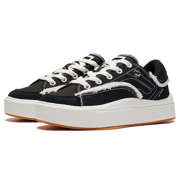 Li Ning Comfy Textile, Leather Slip Resistant, Abrasion Resistant, Lightweight Low top Skateboard Shoes Women's AGCS036-1