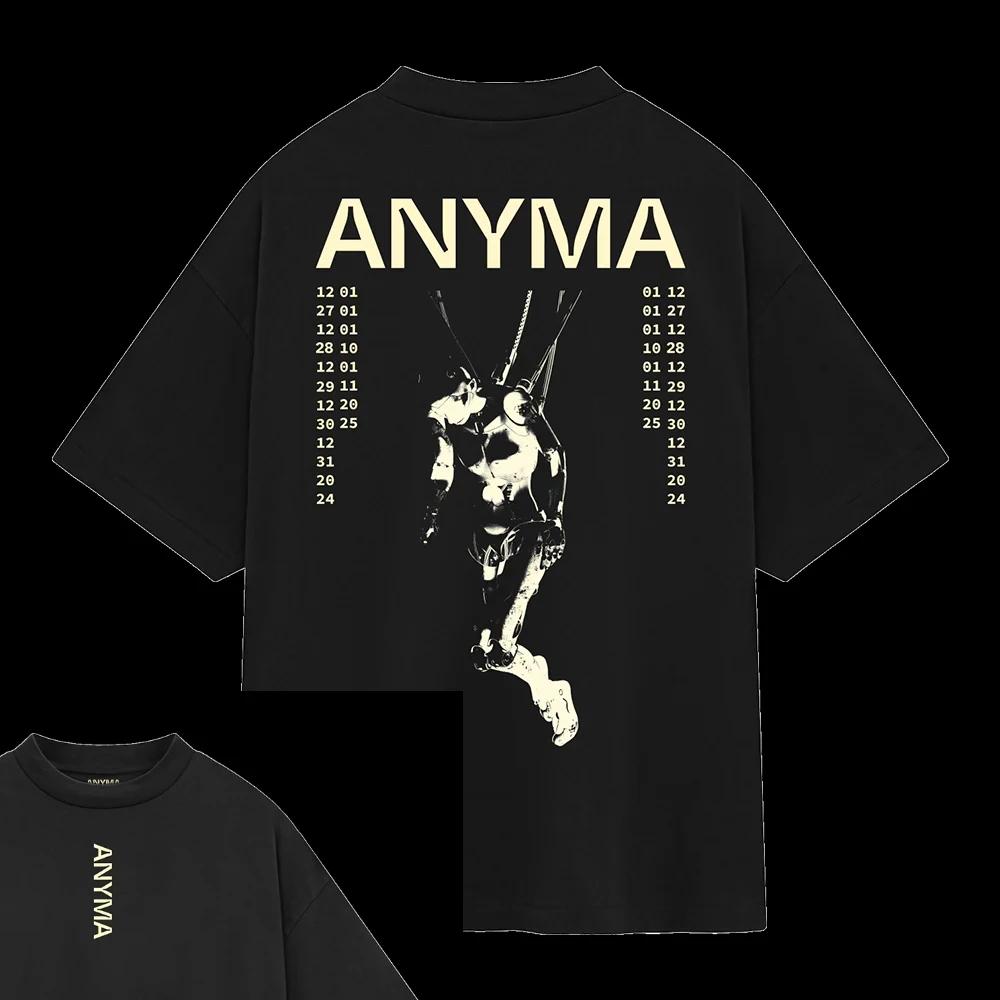 Anyma ADAM X T-Shirt Herren T-Shirts Rundhals Schweißabsorbierend Lässig Sportlich 100% Baumwolle Locker Unisex Tee Übergroß Grafik-T-Shirts