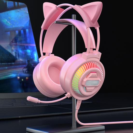 PSH-400 Wired Headphone Luminous Noise Reduction 3.5mm USB HiFi Stereo Gaming Headset with Microphone for Desktop