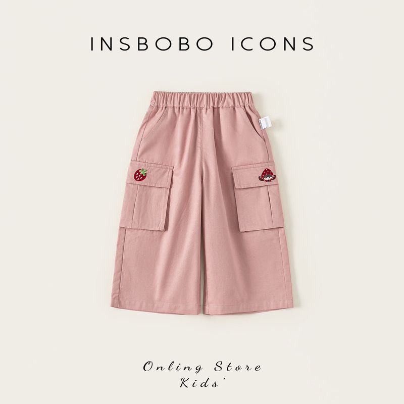 Insbobo Girls  Pants Autumn 2025 New Style Girls  Cargo Pants Children s Long Pants Stylish Baby Spring and Autumn Clothing Pink 100