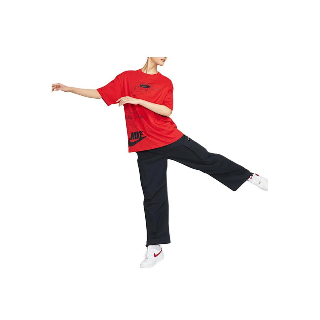 Nike Sportswear Logo Loose Fit Crew Neck Comfortable Short Sleeve T-Shirt Women Tops University-Red HJ2994-657