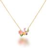 Korean version of sweet temperament light luxury handmade oil drop enamel glaze flower pendant collarbone chain women's senior sense snake bone chain