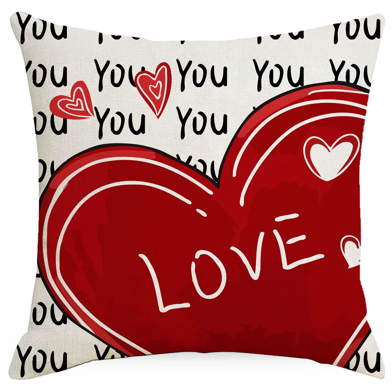 

Наволочка на День святого Валентина Новая льняная диванная подушка для автомобиля Офисная наволочка 45 * 45Cm without pillow core