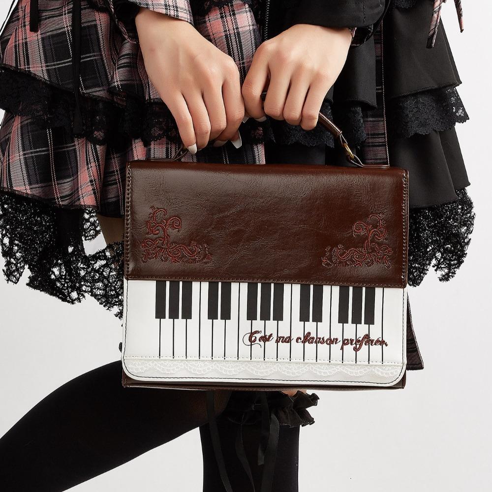 New Vintage Piano Shoulder Bag Womens Brown Crossbody Bag Y2k Girls Transparent Ita Bag Personalized Backpack Aesthetic Handbags