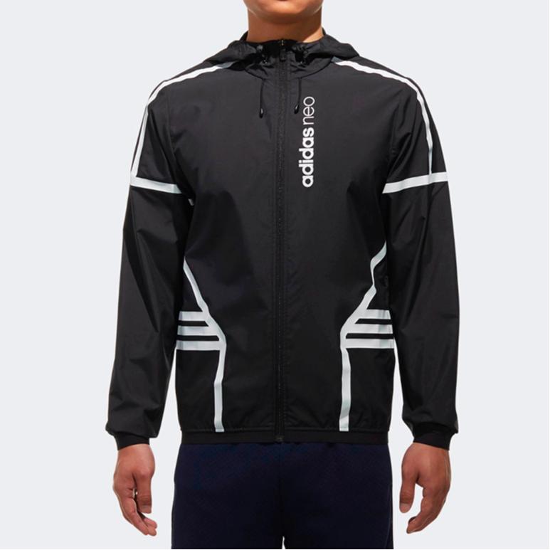 Adidas Neo M Cs Wb Lifestyle Series Vindtett Hettejakke med Glidelås Herrejakke Svart DU8155