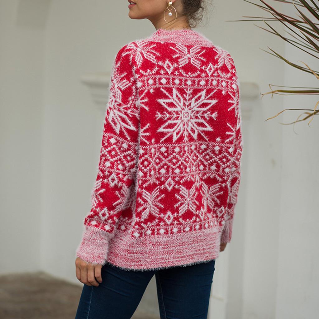Women Christmas Sweater Long Sleeve  Christmas Tree Knitting Sweater Tops