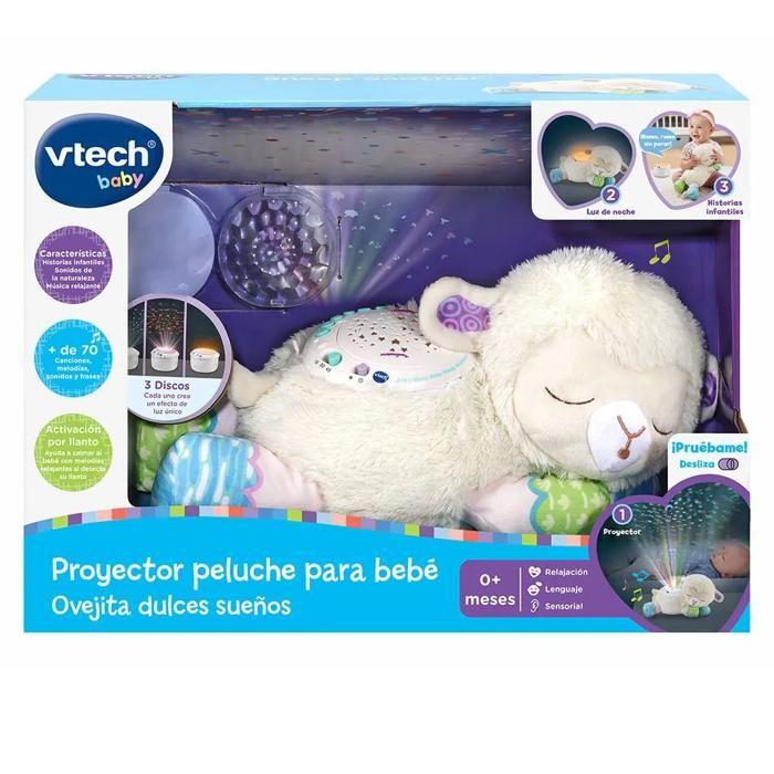 Veilleuse Musicale Lapin En Peluche - Multicolore - Sons Apaisants - Minuteur - 3 Disques Lumineux