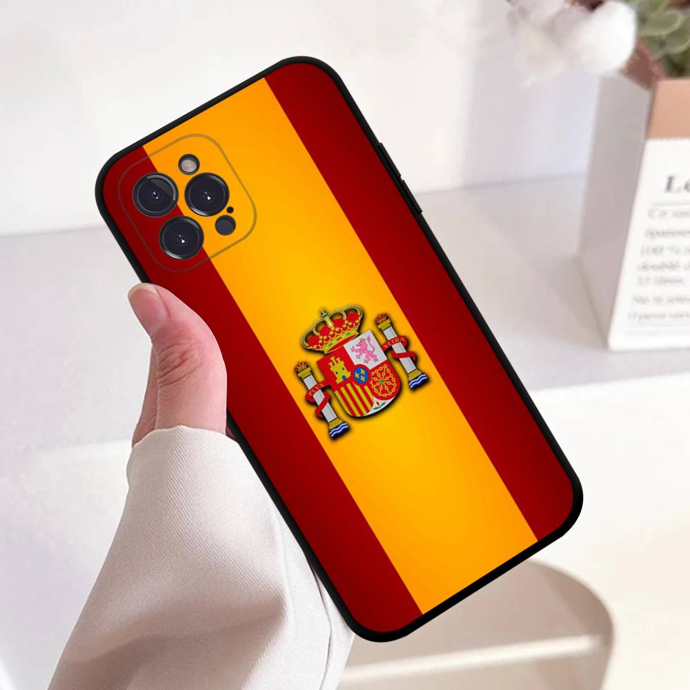

Spain Flag Black TPU Phone Case Fashion For iphone17 Air 16 15 14 13 12 Pro 11 Pro Max Plus Protective Case iPhone 17 pro