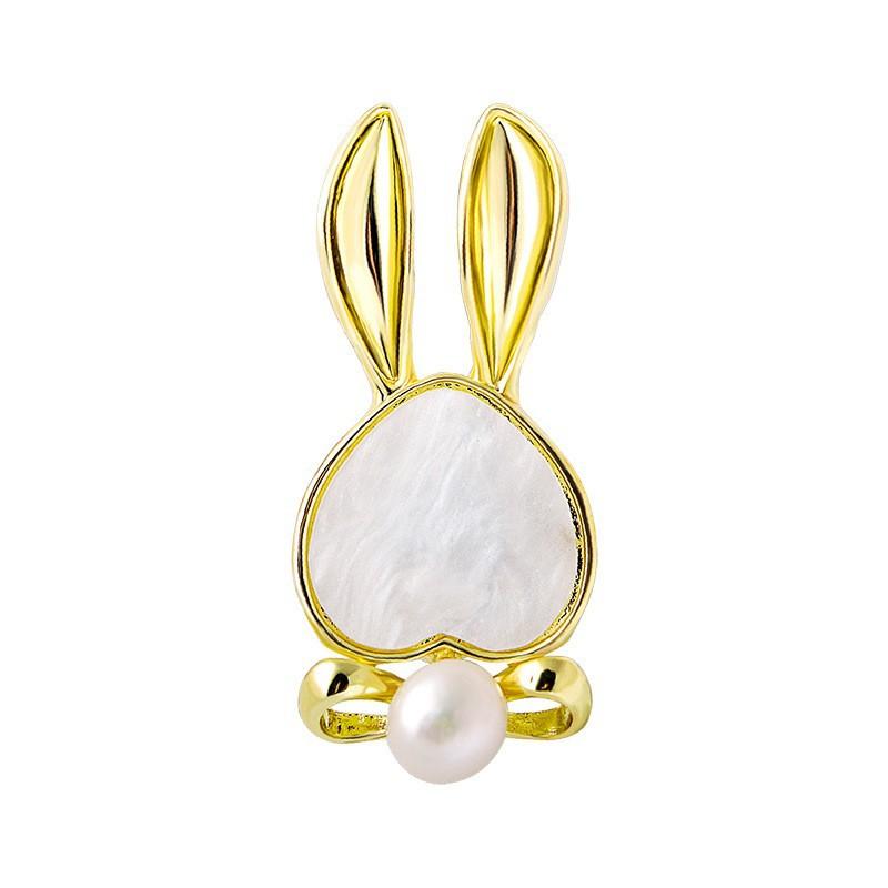 

Bunny Pearl Brooch Chinese Zodiac Cute Animal Jumper & Cheongsam Pin Long-lasting Color Exquisite Hypoallergenic Gift