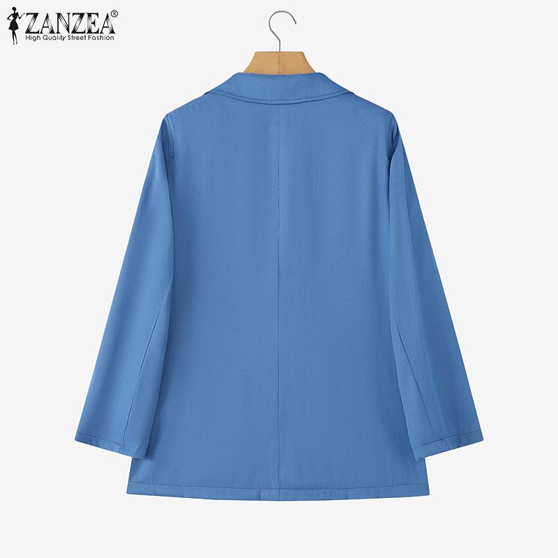 ZANZEA Women Casual Turn Down Collar Loose Long Sleeve Cardigan Tops