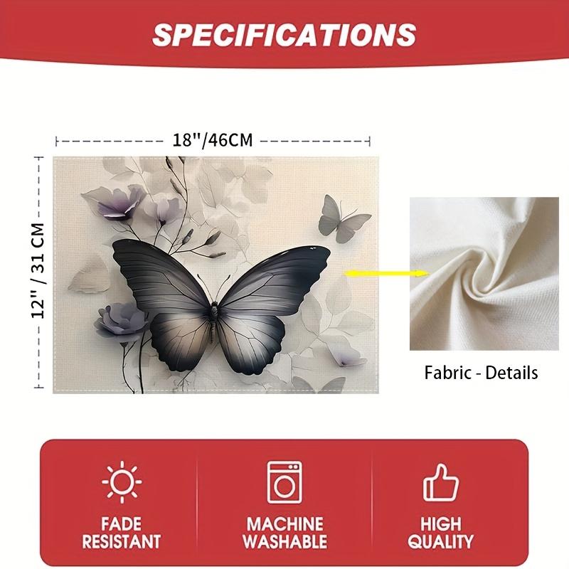 4pcs/Simple and Fresh Butterfly, Modern and Fashionable Western Food Decoration Kitchen Table Placemat, Plate and Bowl Mat, Tea Cup Mat