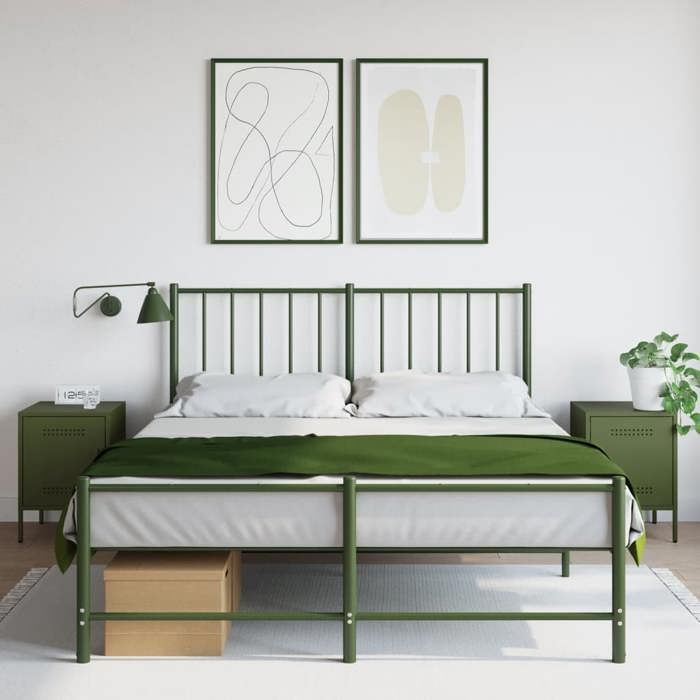 VidaXL Bedside Tables 2 Pcs Olive Green 36x39x50.5 Cm Steel, Cabinet, Side Cabinet, Phone Holder, Table of 842919