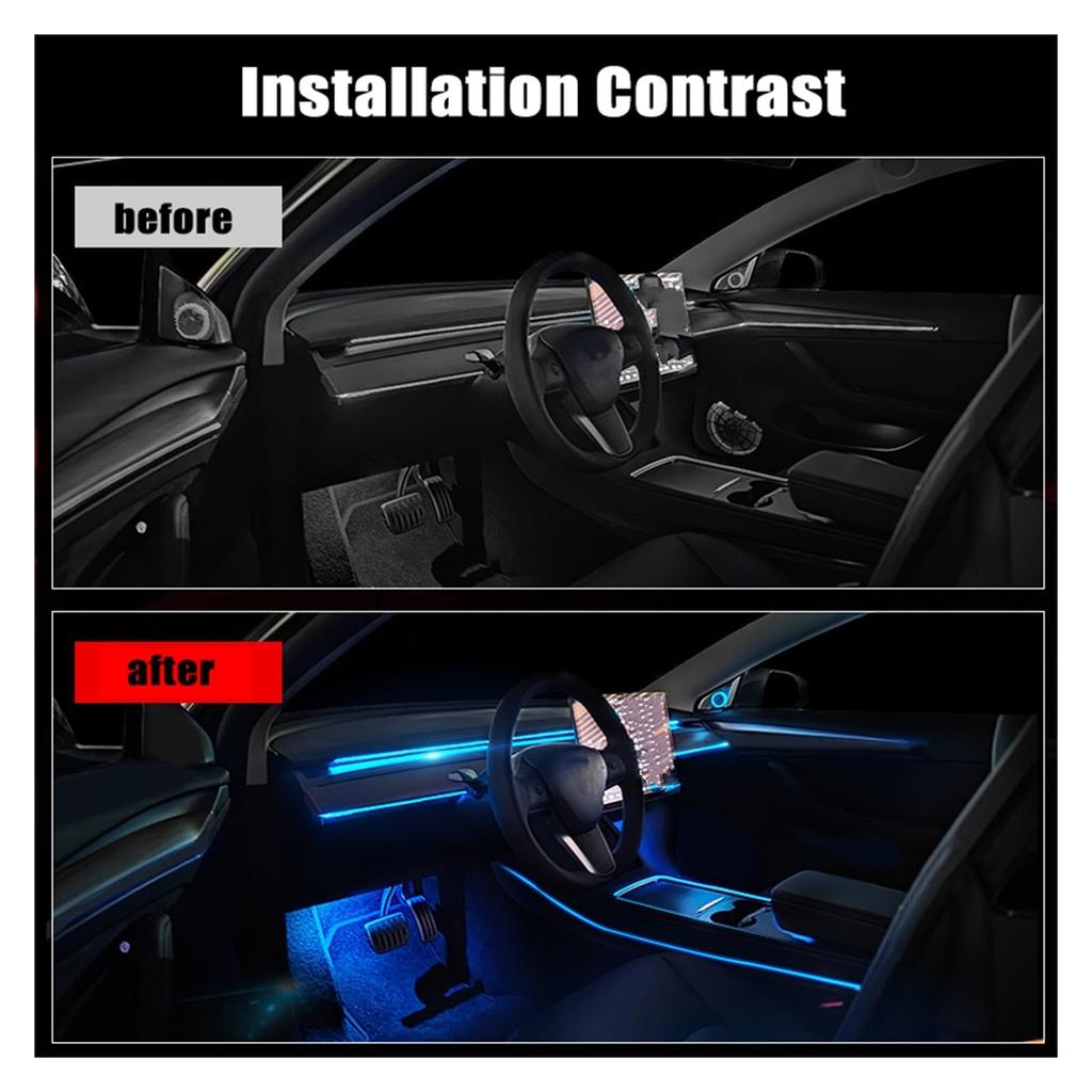 Interior Parts 21-22 for Tesla Model 3 Y Ambient Light LED Strip Neon Lighting