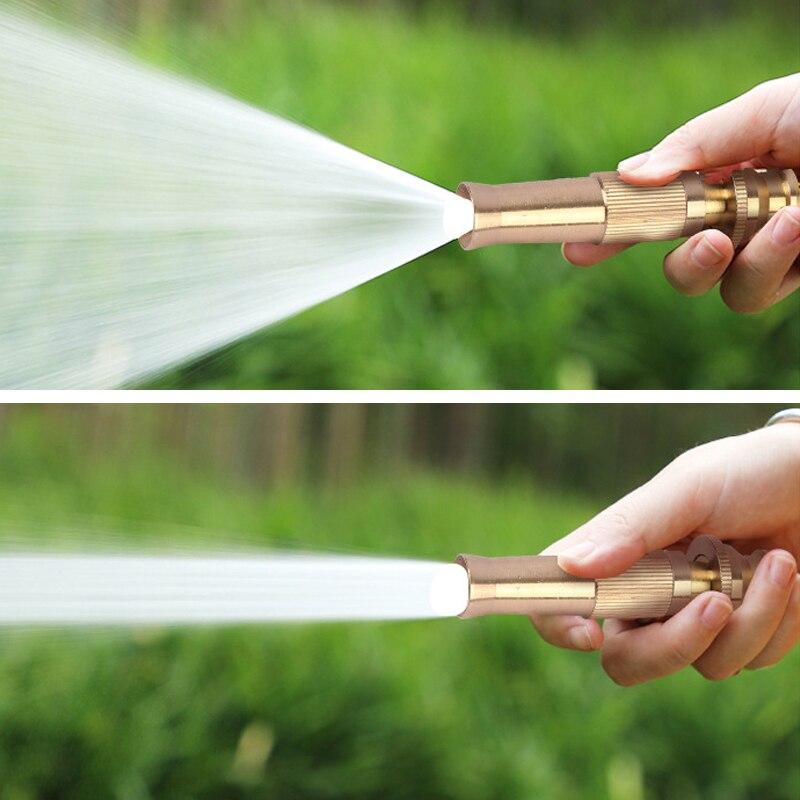 Garden Brass Adjustable Spray Gun Hose Nozzle High Pressure Straight Copper Gun For Car Washing