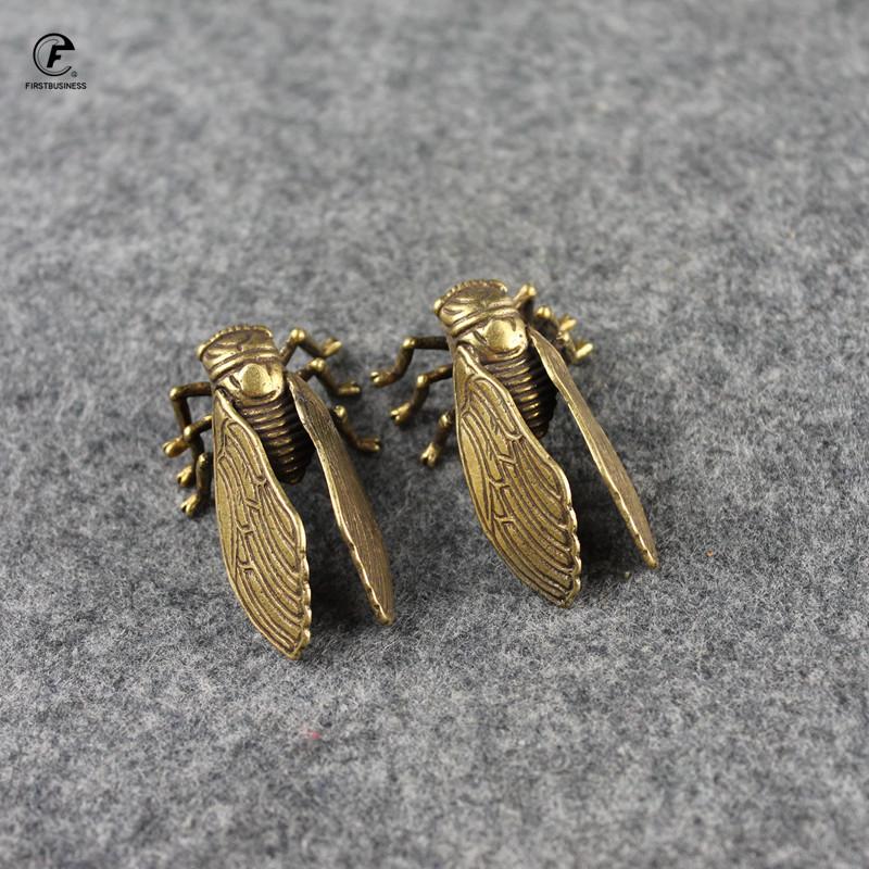 Retro Brass Ccicada Statue Desktop Ornament Metal Cute Small Animal Figurines Miniatures Home Decoration Accessories