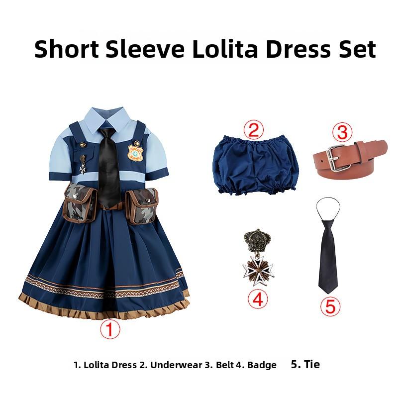 

Judy Cosplay Costume Kids Set Police Officer Performance Full Outfit Children s Lolita Skirt Hat Hairband Complete Costume 100 (recommend taking one size larger)