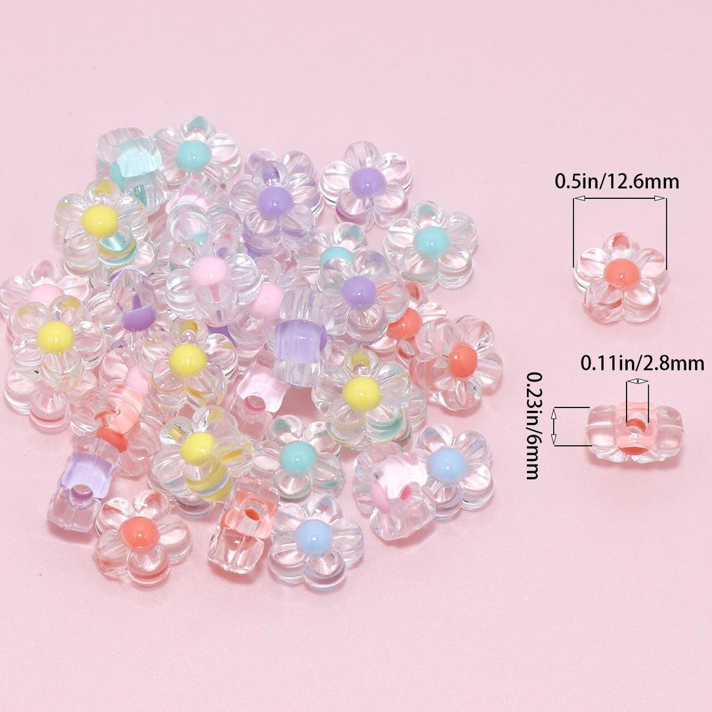 Acrylic Candy Color Flower Heart Rabbit Beads for DIY Children's Educational Ornaments and Mother's Day Crafts