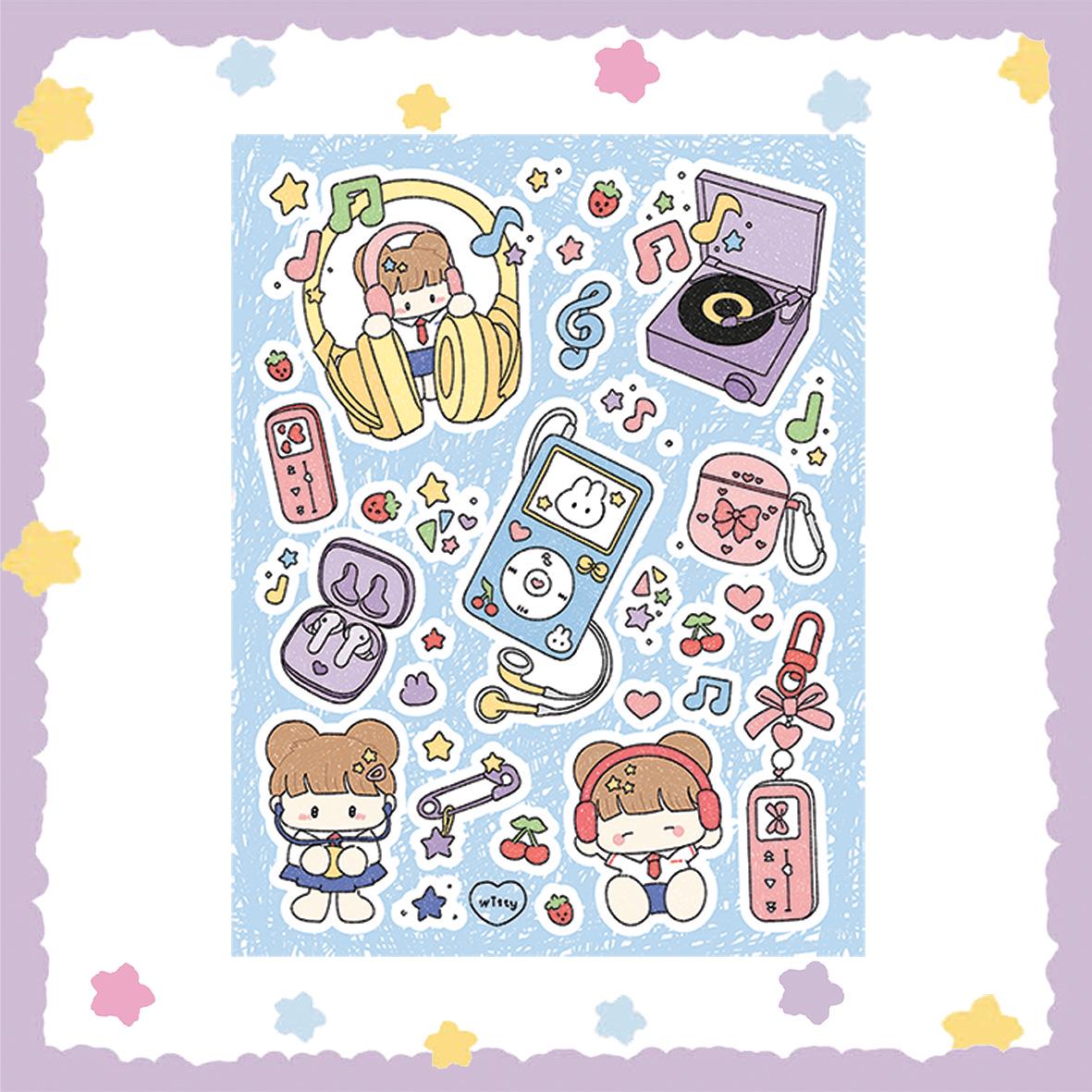 Korean Style Cute Crayon Cartoon Girl Stickers for Journals and DIY