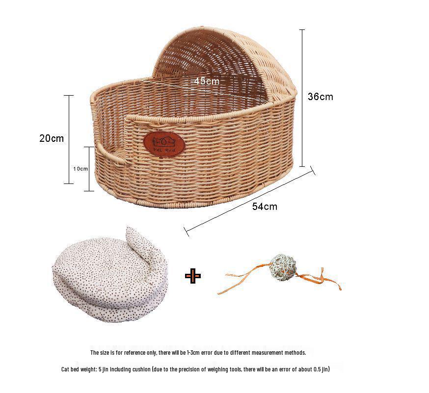 Rattan Cat Villa: Washable, Year-Round Cat House & Dog Bed