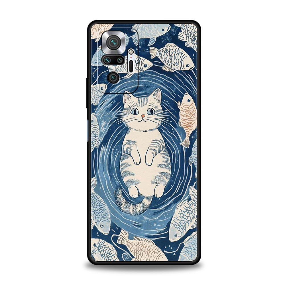 Blue Ocean Fish Phone Case Cover for Redmi 14C 10C Note 15 14 13 12 10 11 K40 Pro Plus 5G Soft TPU Shockproof Shell Fundas Capas
