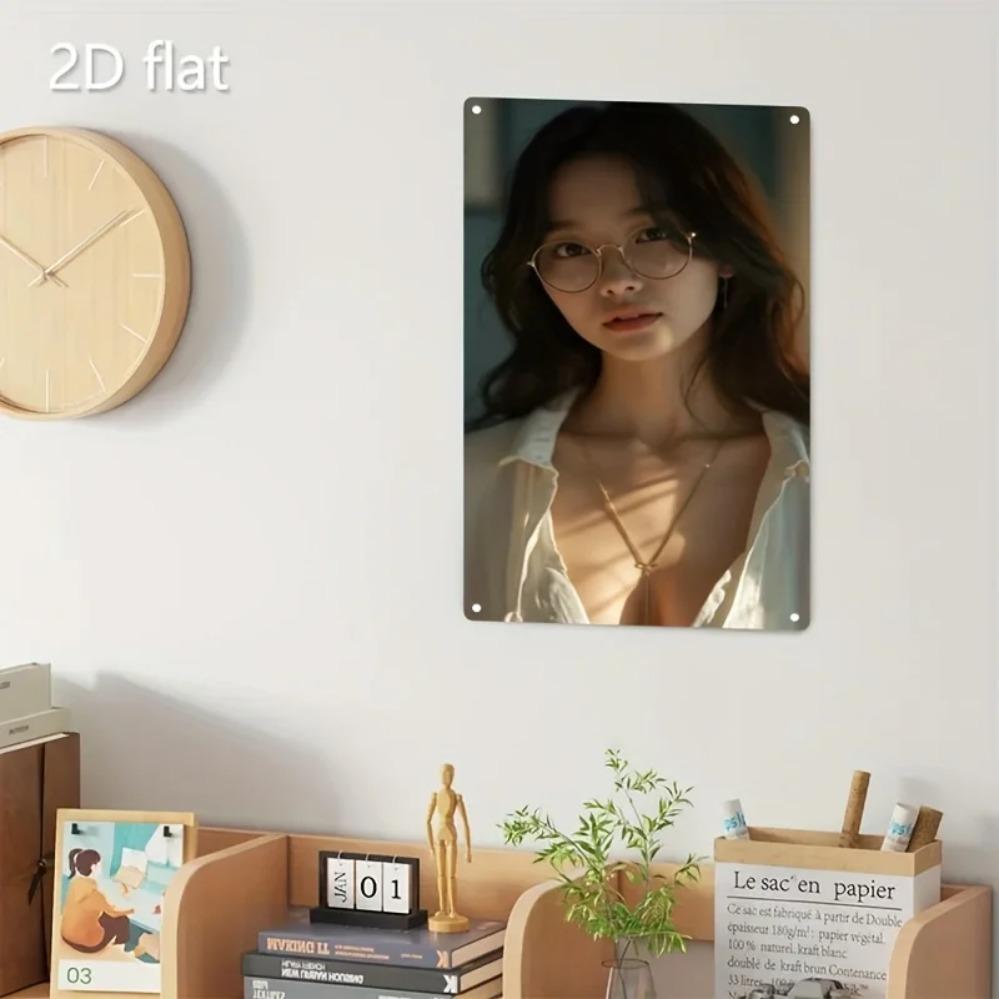 Markenname Metall-Wandkunst-Dekor, Elegantes Asiatisches Frauen Gesicht Minimalistische Wandkunst für Zuhause Café Bar Modernes Hausdekor Geschenk