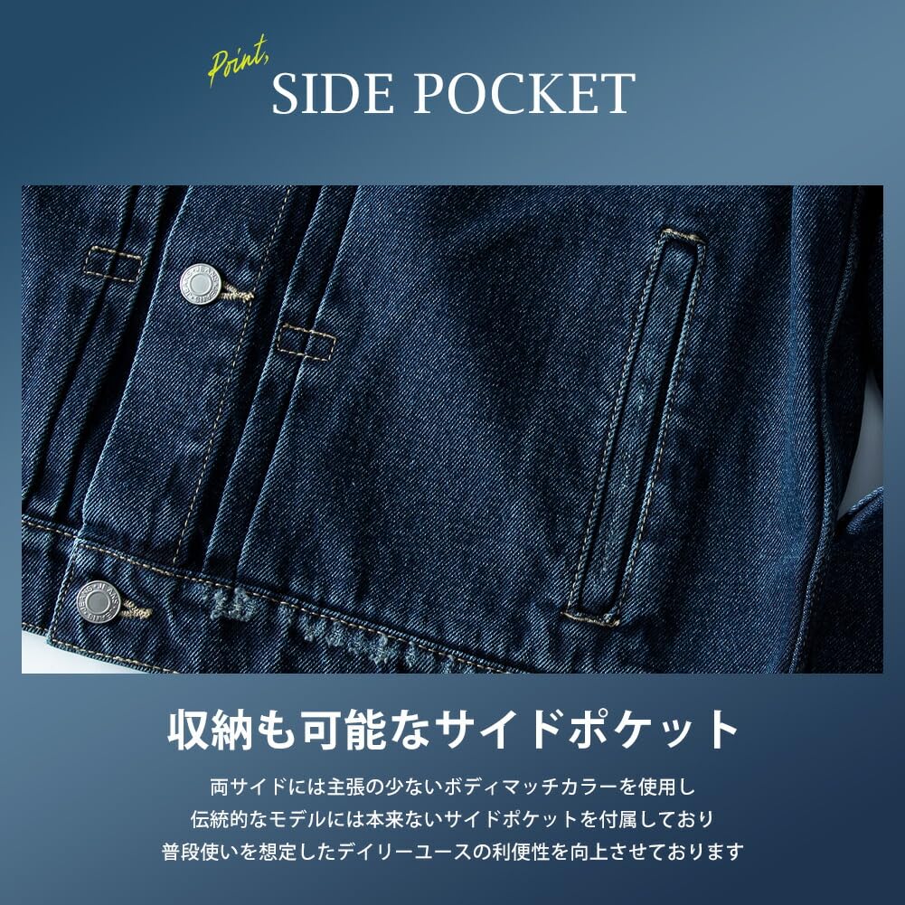 GENELESS Loose Fit Denim Size M Men's Jacket, Blue,