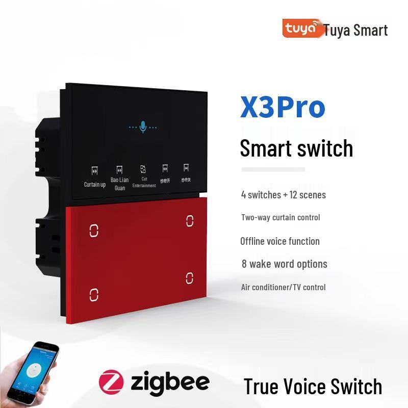 Tuya Zigbee Voice-Controlled Three-in-One Smart Home Switch