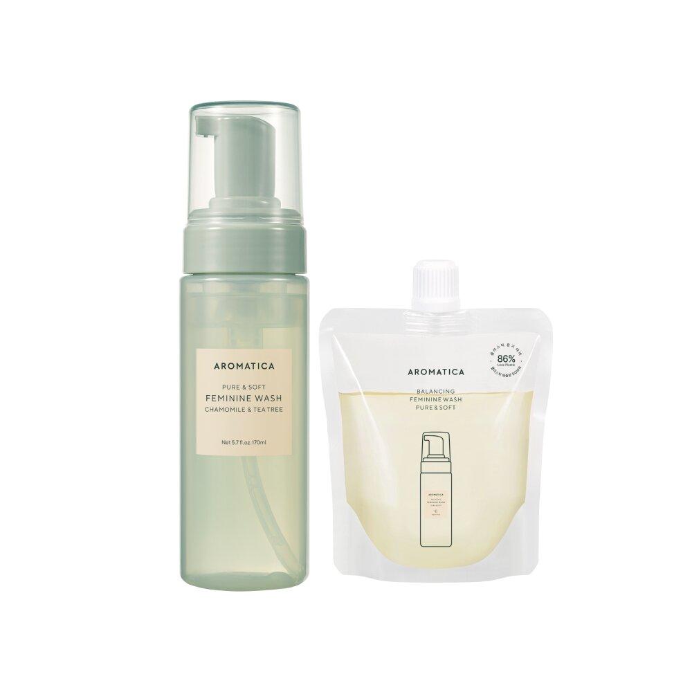 AROMATICA Pure & Soft Гель для интимной гигиены #Ромашка и Чайное дерево 170 мл Специальный набор (Особый подарок: Наполнитель 100мл)