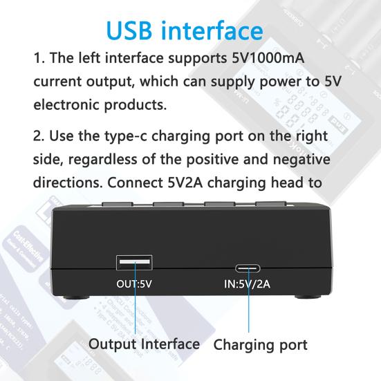 LiitoKala Lii-M4 Battery Charger LCD Display Universal Fast Charging 4 Slots 5V2A USB