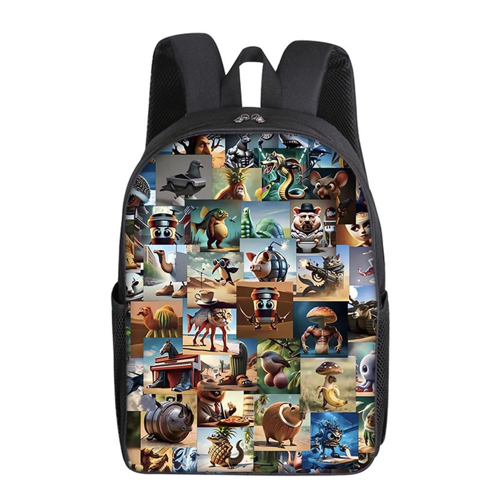 Cartoon Printing Casual Shoulder Bag Junior High School Students Large Capacity Backpacks