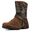 Retro Men Mid-calf Boots Buckle Side Zipper Men Riding Sneakers 2024 Autumn Winter Anti Slip Boots Western Casual Cowboy Boots