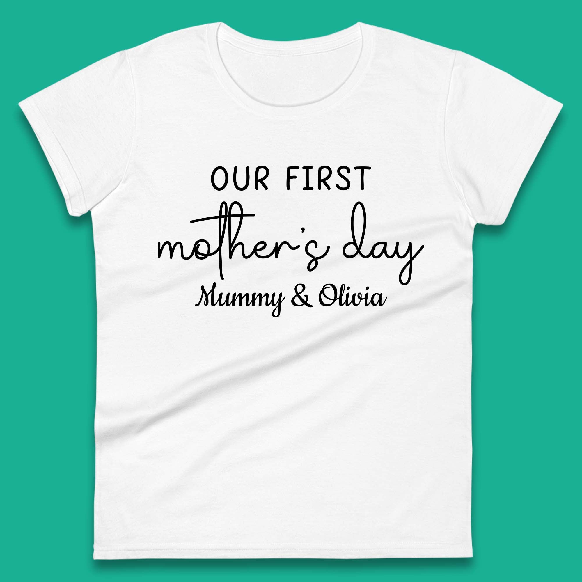 Personalised Our First Mother s Day Womens T-Shirt Mens Tops Tees Unisex XL