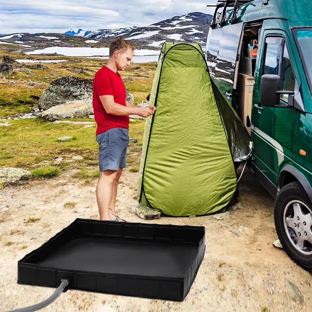 Outdoor Square Foldable Tent Water Tray, Storage Pool Baby Fishing Pool, Shower Water Basin for Camping, Hiking