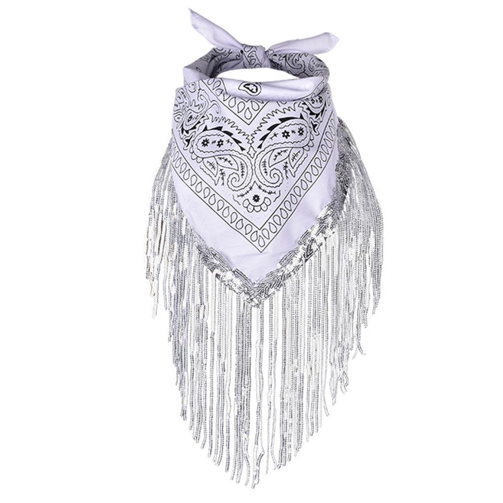 Cowgirl Bandanas Sequin Bachelorette Bandanas Disco Fashion Neckerchief Bandanas Cowgirl Bachelorette Fringe Bandanas