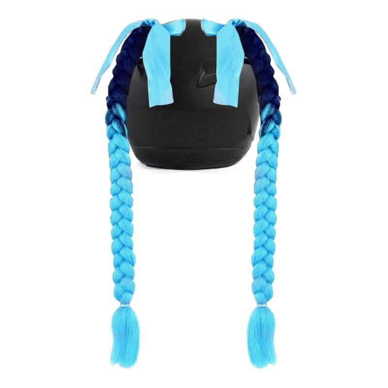 2pcs Motorcycle Helmets Ponytail with Bowknot Detachable Suction Cup Helmets Pigtail Universal Helmets Braid Multi Color
