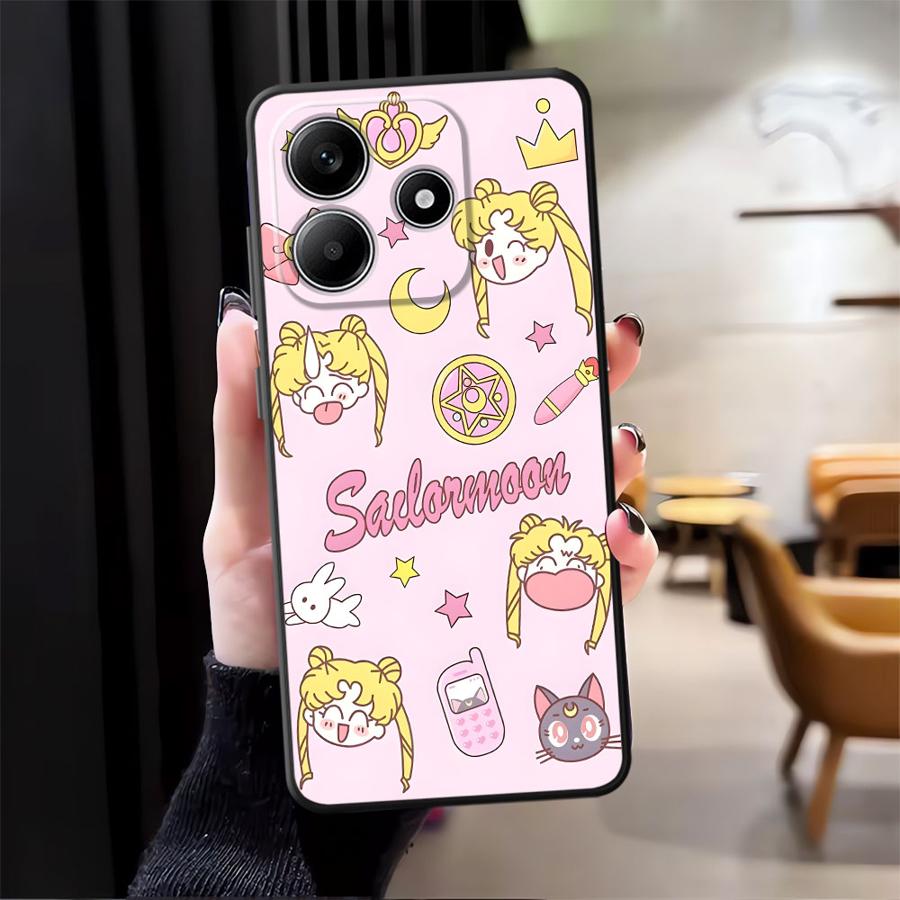 Black Soft Phone Cover Case for Xiaomi Redmi Note 12s 9 10 11 12 Pro 10S 11s 13 14 Pro Plus 7 8 9S Wacky Sailor Moon
