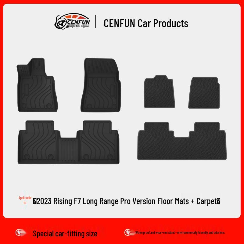 Eco-Friendly TPE Car Floor Mats & Waterproof Trunk Mat for '23 Rising F7 ER6 - Wear-Resistant Galaxy Carpet