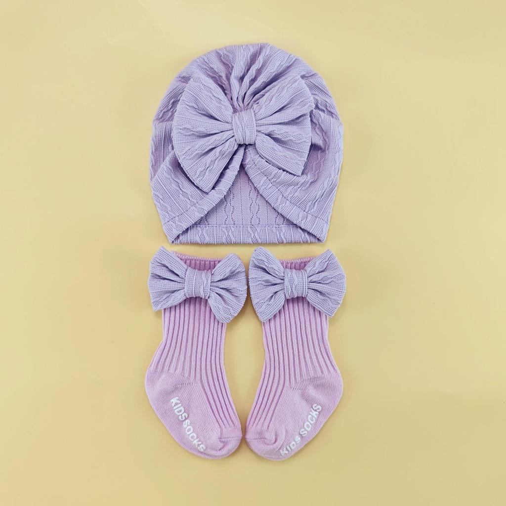 Baby Bow Headband & Socks Set - Newborn Hat & Accessory Bundle