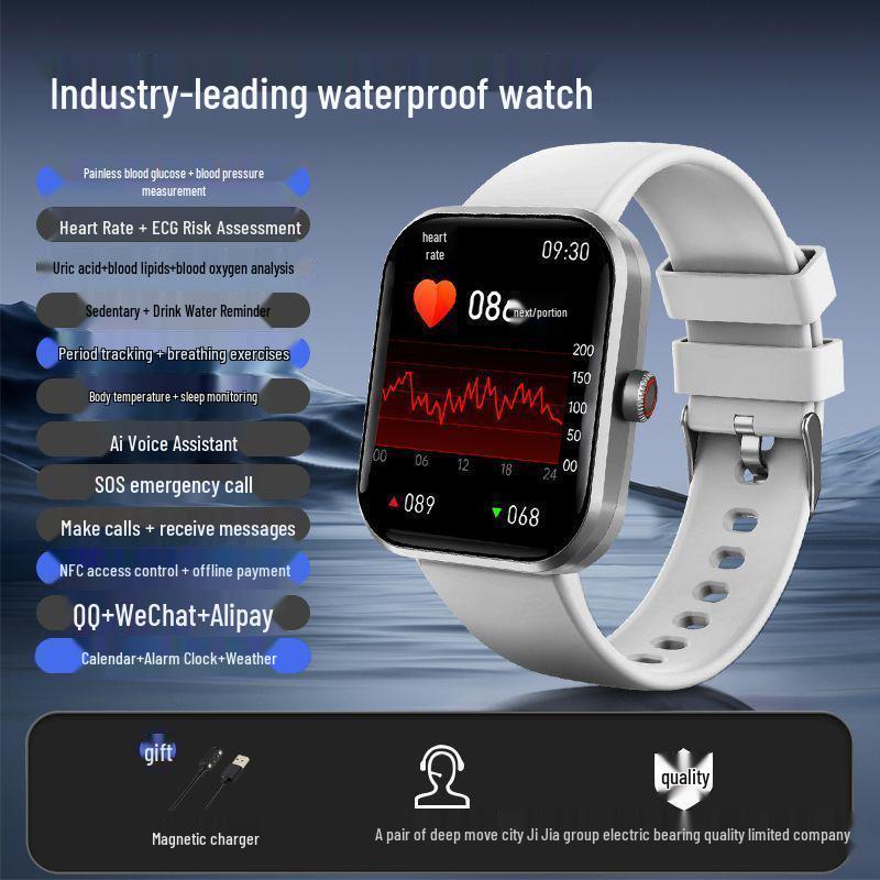 

SM23 Cross-border Smartwatch: Monitors Calls, Blood Sugar, Heart Rate, Blood Pressure, & Temperature – Ideal for Health & Sports. срібний