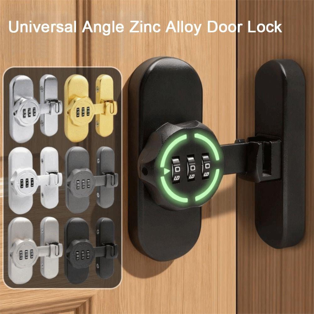 Zinc Alloy Password Lock 90/180 Degree Luminous Sign Sliding Door Lock Mechanical Password 3-Digit Combination Combination Lock