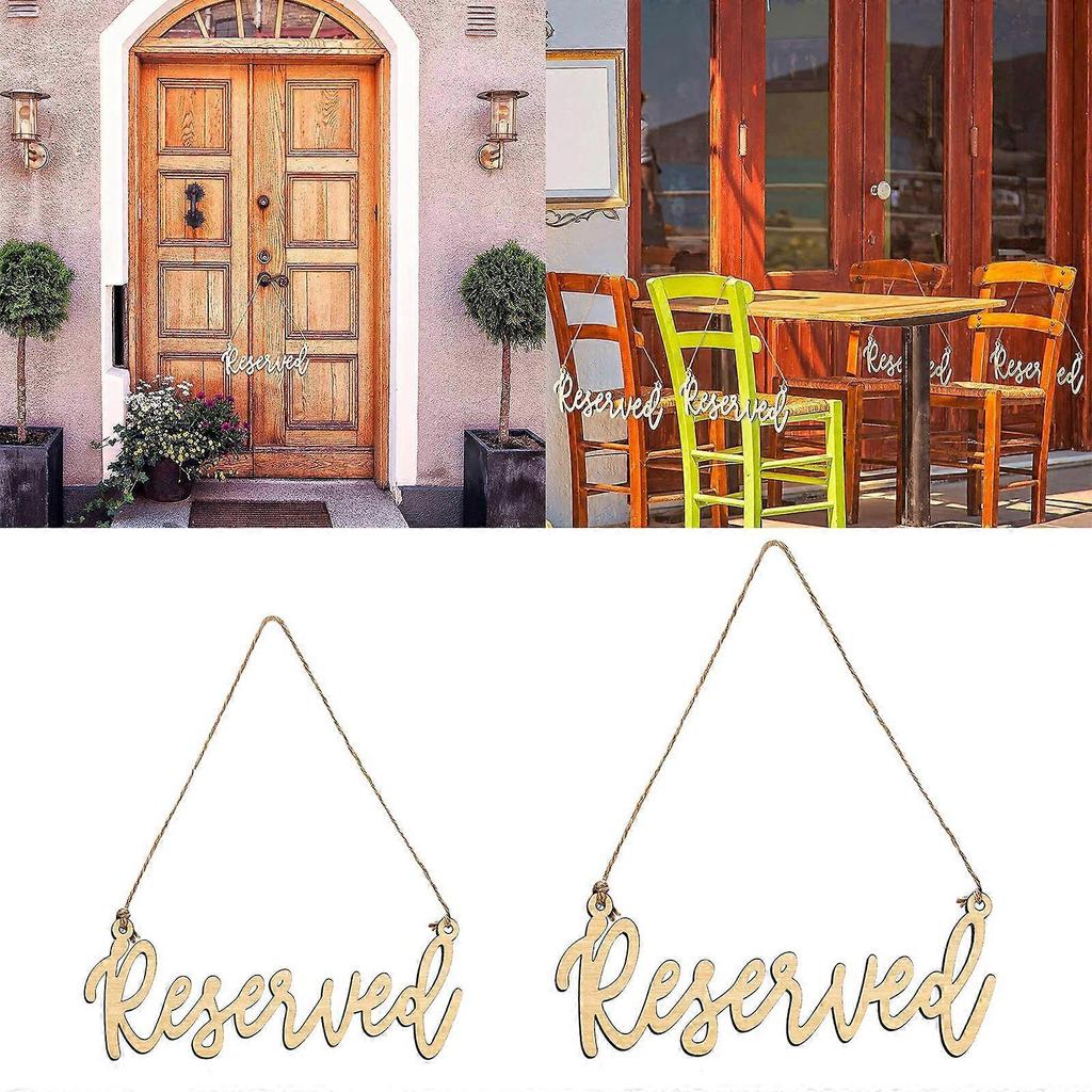 6Pack Farmhouse Wedding Sign Reserved Signs for Wedding Chairs Hanging Wooden Reserved Seating Signs with Rope  L