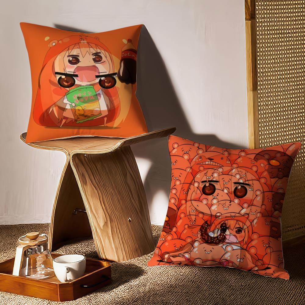 Umaru Doma Anime Cushion Cover Anti-dustmite Pillowcase Invisible Zipper Silky Short Plush Sofa Cushion Cover